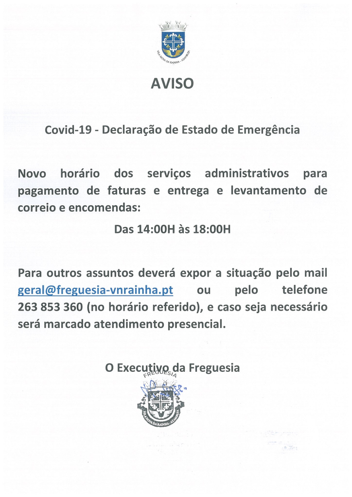 Imagem COVID-19 / NOVO HORÁRIO DE FUNCIONAMENTO