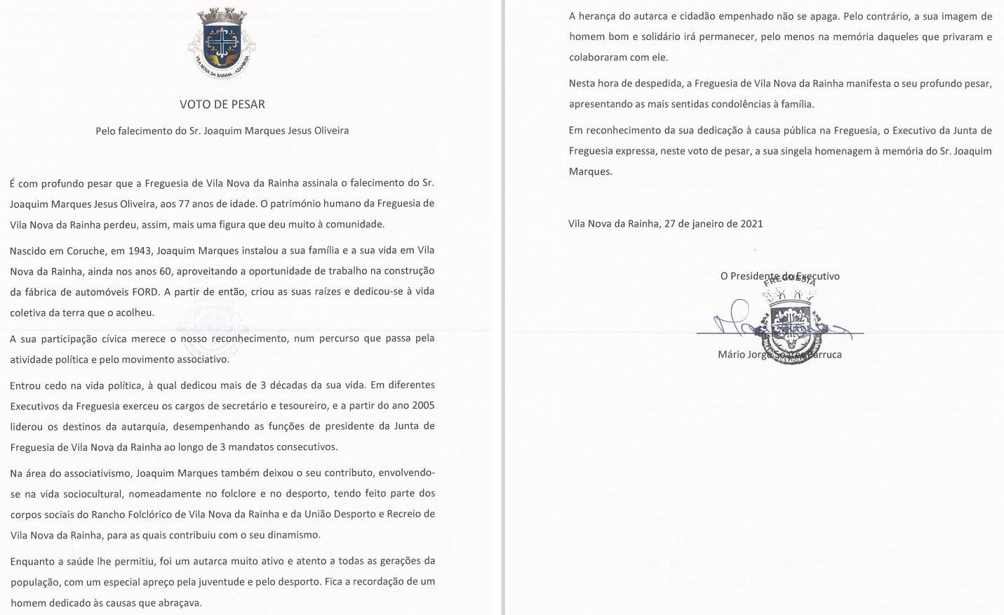 Imagem Voto de pesar